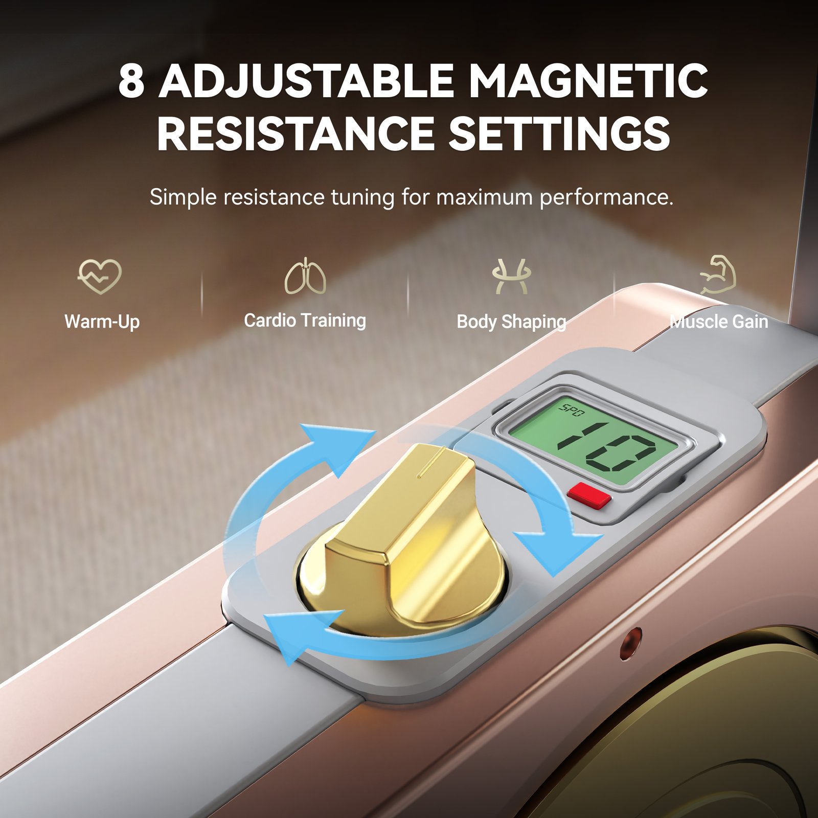 8 Levels Adjustable Magnetic Resistance System